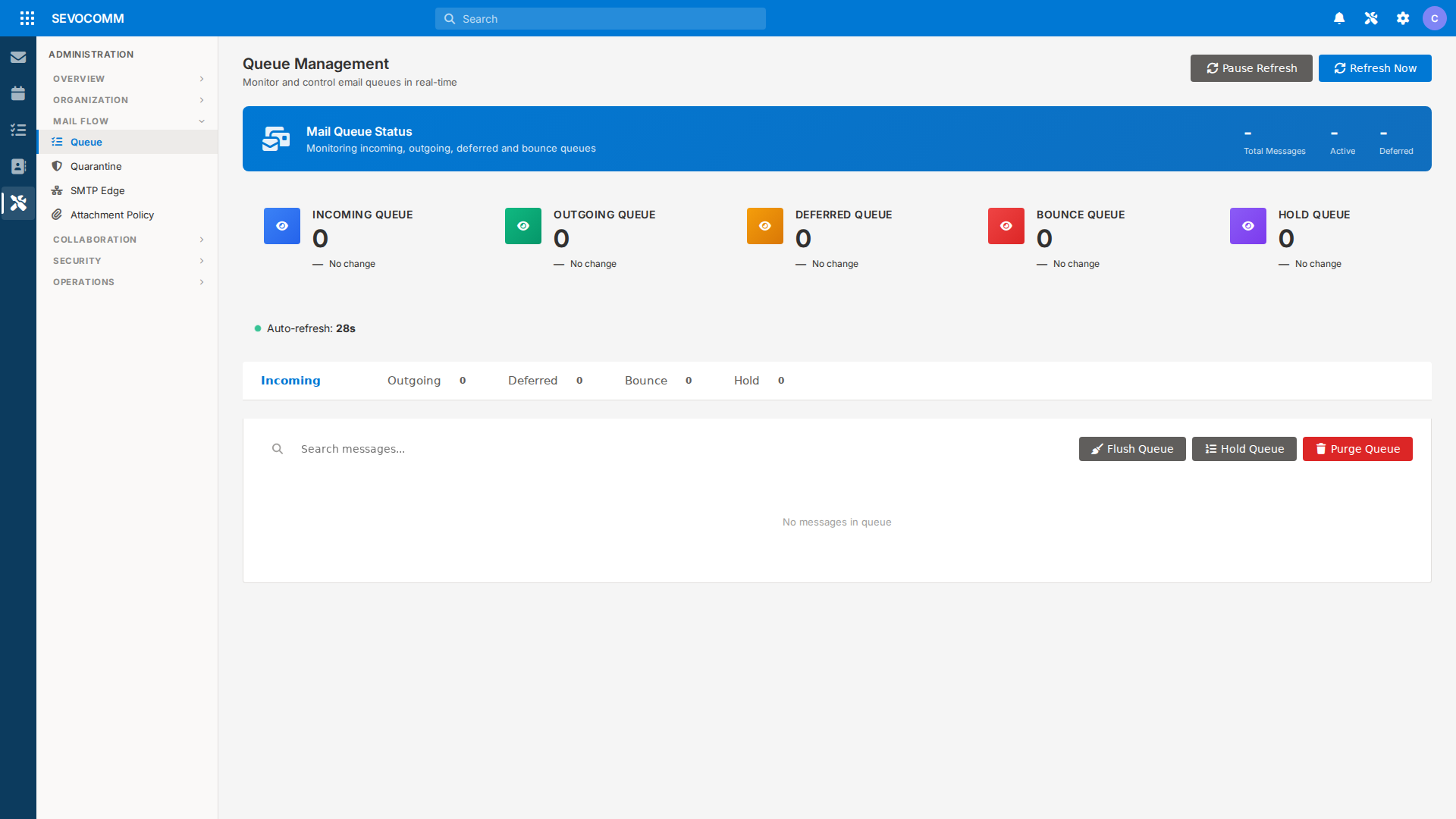 Mail queue management with per-message diagnostics